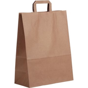 Paquet de 50 sacs kraft brun 32+16x42cm poignées plates