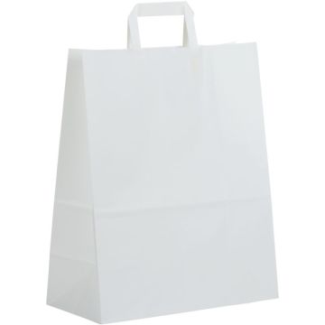 Paquet de 50 sacs kraft blanc 32+16x39cm poignées plates