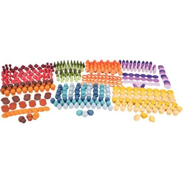 Boite de 420 pièces en bois formes et couleurs assorties