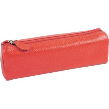 Trousse en cuir trapèze orange format 22cm x 6cm x 8.5cm