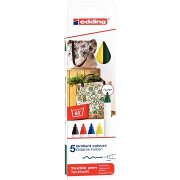 Boîte de 5 marqueurs textile E-4600 basic