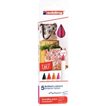 Boîte de 5 marqueurs textile E-4600 chaudes