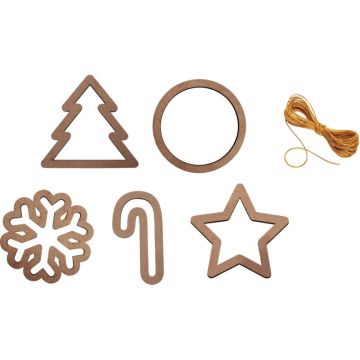 Lot de 50 suspensions de Noël évidées en bois