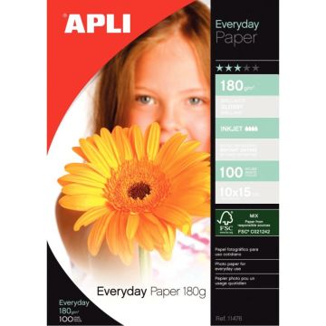 Pochette de 100 feuilles APLI 10x15cm brillant 180g