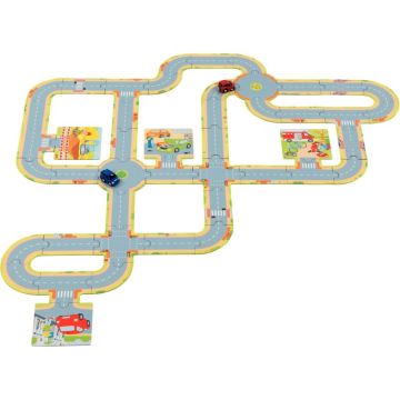 Circuit de routes en carton + 2 voitures