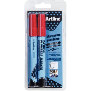 Blister de 2 marqueurs plombier rouges