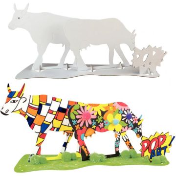 Lot de 5 sculptures carton vaches Pop Art