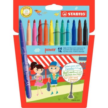 Lot de 12 pochettes de 12 feutres Power assortis dont 2 gratuites