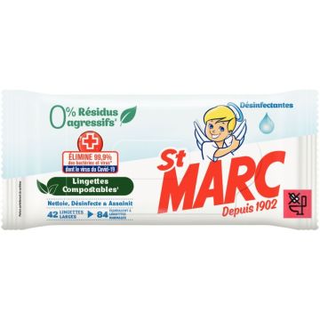 Paquet de 84 lingettes nettoyantes désinfectantes compostables