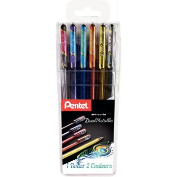 Pochette de 6 stylos gel Dual Métallica assortis