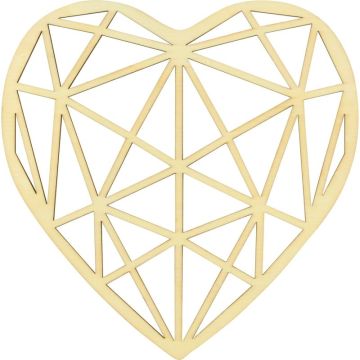 Grand cœur origami en bois, diamètre 20 cm
