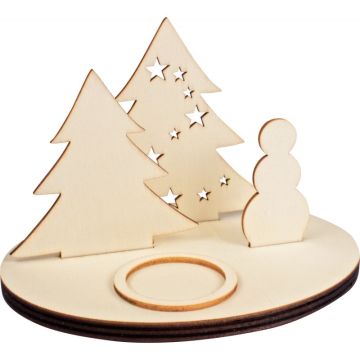 Bougeoir scène de Noël en bois