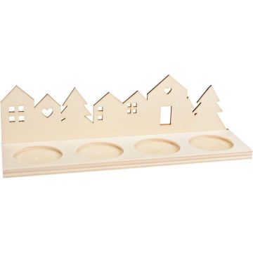 Long bougeoir village de Noël en bois