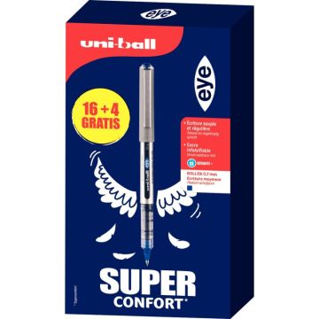 Boîte de 20 rollers UB157 pointe moyenne bleus dont 4 gratuits