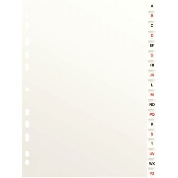 Jeu de 18 intercalaires alphabétiques en carte dossier, format A4