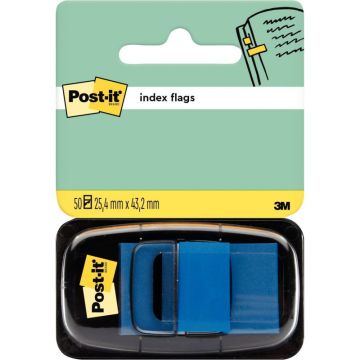 Carte de 50 index post-it repositionnables  format 25,4 x 43 mm bleu