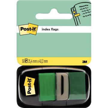 Carte de 50 index post-it repositionnables format 25,4 x 43 mm vert