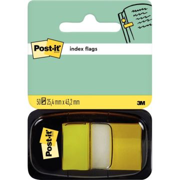 Carte de 50 index post-it repositionnables format 25,4 x 43 mm jaune
