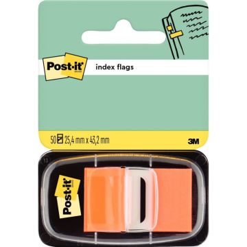 Carte de 50 index post-it repositionnables format 25,4 x 43 mm orange