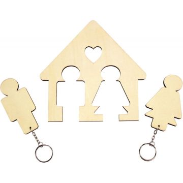 Range-clés maison en bois à suspendre