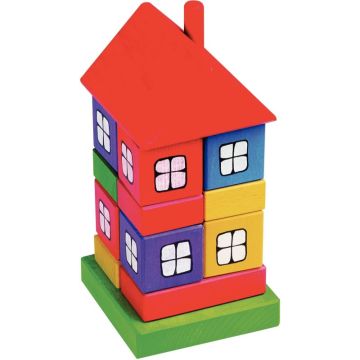Maison à empiler avec 4 tiges en bois