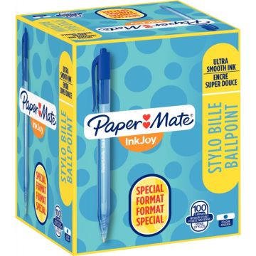 Boîte de 100 stylos Inkjoy 100 rétractable bleus dont 20 gratuits