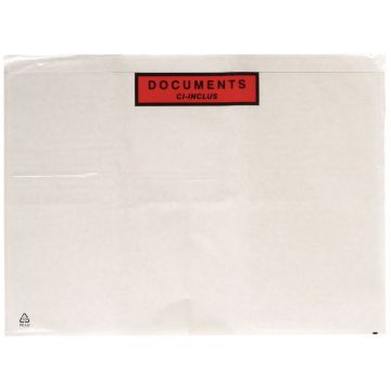 Boite de 500 pochettes adhésives "documents ci-inclus" 320x250mm