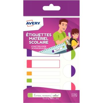 Pochette de 24 étiquettes plastifiées Fluo assorties