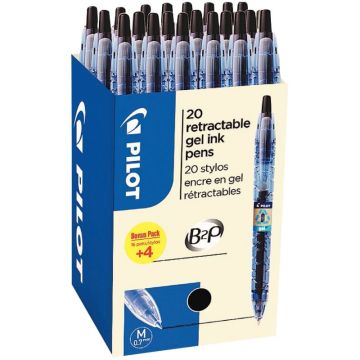 Pack de 20 stylos gel B2P noirs dont 4 gratuits