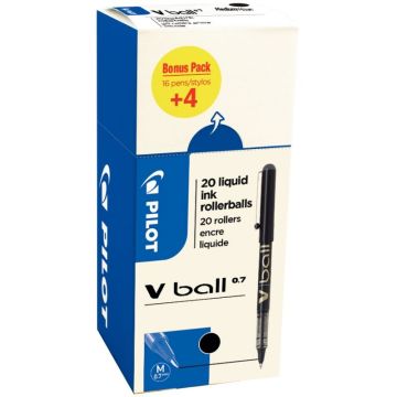 Pack de 20 rollers V-Ball 0,7mm noirs dont 4 offerts