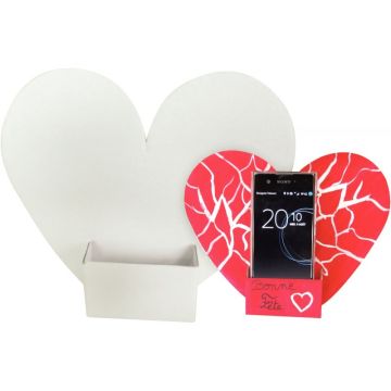 Lot de 10 porte-téléphone coeur en carton blanc