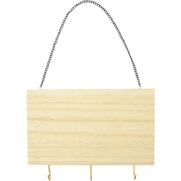 Patère en bois 3 crochets + chainette