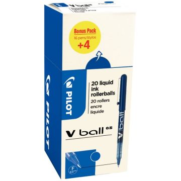 Pack de 20 rollers V-Ball 0,5mm bleus dont 4 gratuits