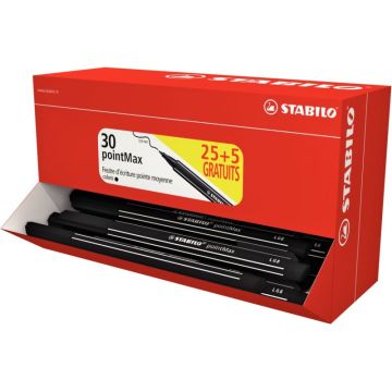 Pochette de 30 feutres Pointmax noirs dont 5 gratuits