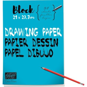 Bloc de 40 pages à dessin 120g format A4 uni