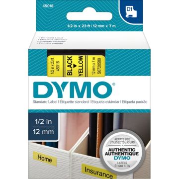 Recharge DYMO D1 12 mm x 7 m noir et jaune