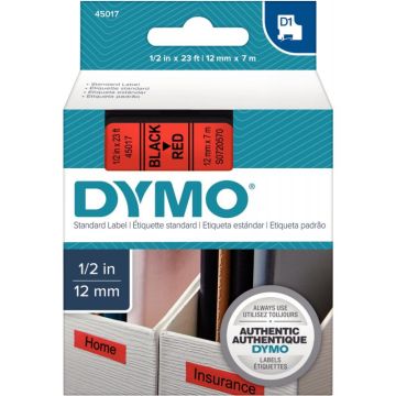 Recharge DYMO D1 12 mm x 7 m noir et rouge