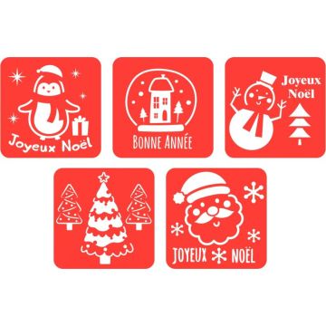 Lot de 5 pochoirs Noël et Bonne Année