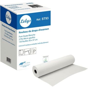Carton de 9 rouleaux drap examen 2 plis 50x37cm