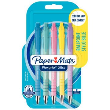 Blister de 5 stylos bille Flexgrip Ultra pastel