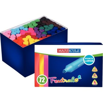 Pot de 72 feutres triangulaires Majuscule assortis
