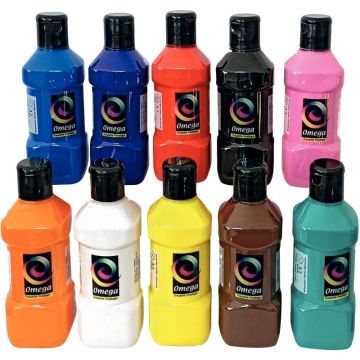 Lot de 10 flacons 250 ml de peinture vinylique plastifiante, couleurs vives assorties