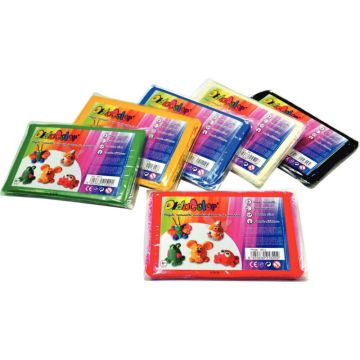 Lot de 6 pains de 500 g d'argile DIDACOLOR couleurs vives assorties : rouge, vert, bleu, jaune, noir et blanc