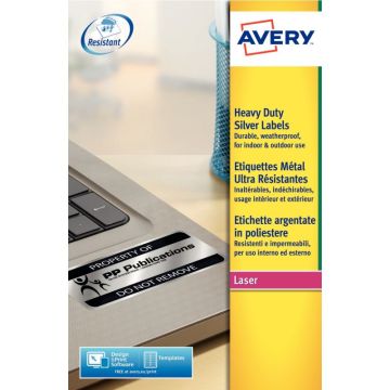 Pochette de 960 étiquettes indéchirables argentées adhésif permanent 45,7x21,2mm