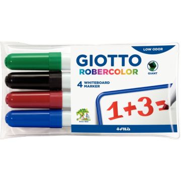 Pochette de 4 marqueurs tableaux blancs Robercolor pointe large biseautée assortis