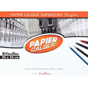Paquet de 10 feuilles de papier calque 24x32cm 70g