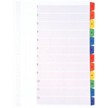 Jeu de 12 intercalaires numériques en carte Mylar, format A4+