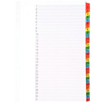 Jeu de 31 intercalaires numériques en carte Mylar, format A4+