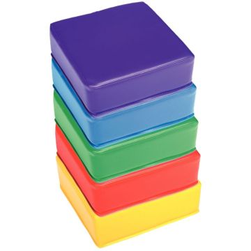Set 5 poufs carrés 30x30x10cm assortis