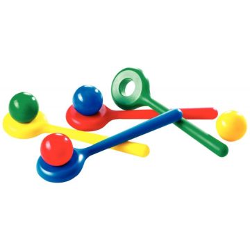 Set de 4 cuillères 34cm avec 4 balles diamètre 7cm